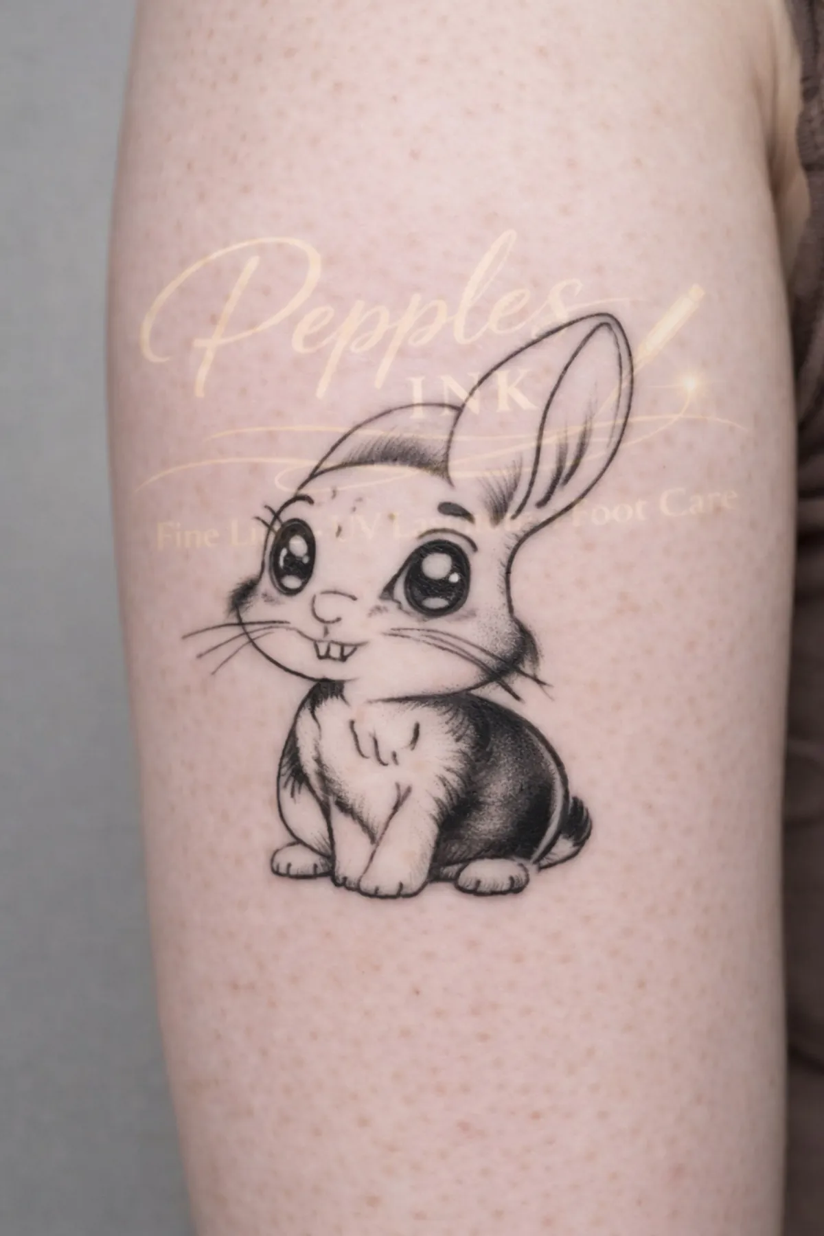 Fine Line Hase Tattoo in Fintel