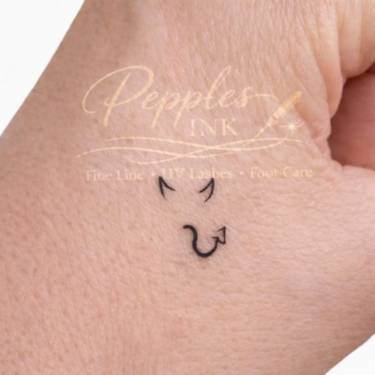 Mini Devil Fine Line Tattoo