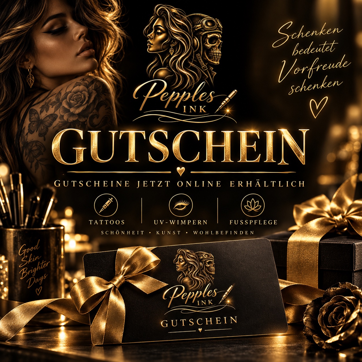 Pepples Ink Gutschein in Schwarz-Gold – Gutscheine jetzt online erhältlich